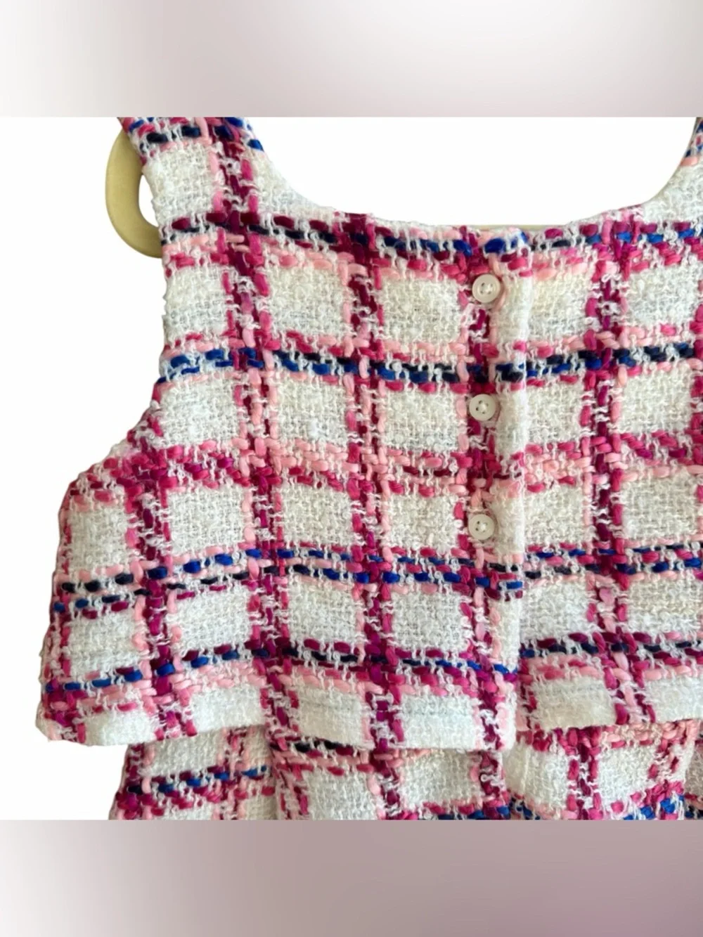 Janie And Jack Girls Tweed Boucle‎ Plaid Dress  Size 6